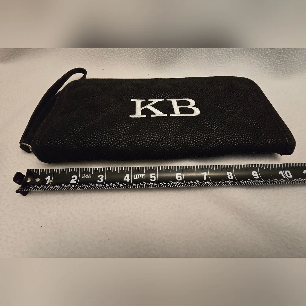 Black Quilted Wristlet with Monogram 